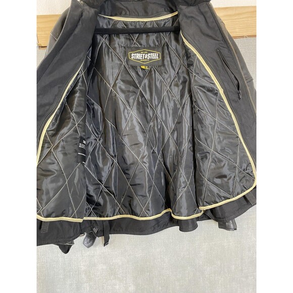 Street & Steel Leather Jacket Mens 2XL Motorcycle Biker Quilted Liner Armor - Picture 12 of 15